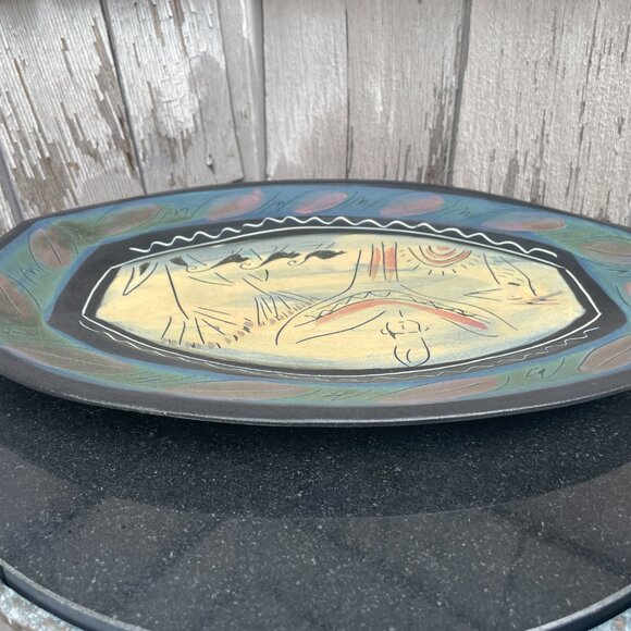 Laurie Rolland Signed Pottery Platter Dish Canadian Artist Stylized Nature Birds - Picture 6 of 7